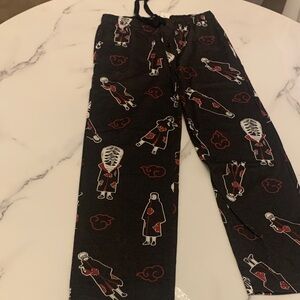 Unisex Black and Red Graphic Pajama Bottoms. Size:L
